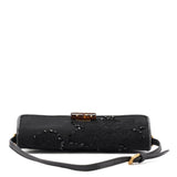 Gucci 123247 Black Canvas Lizard Bamboo Shoulder Bag