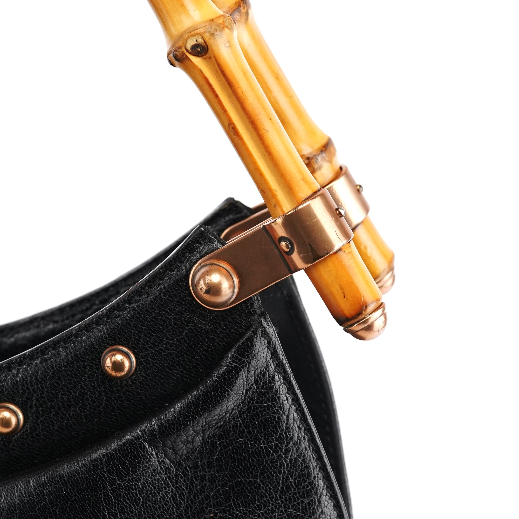 Gucci 124 293 Schultertasche mit Bamboo-Henkeln aus schwarzem Leder