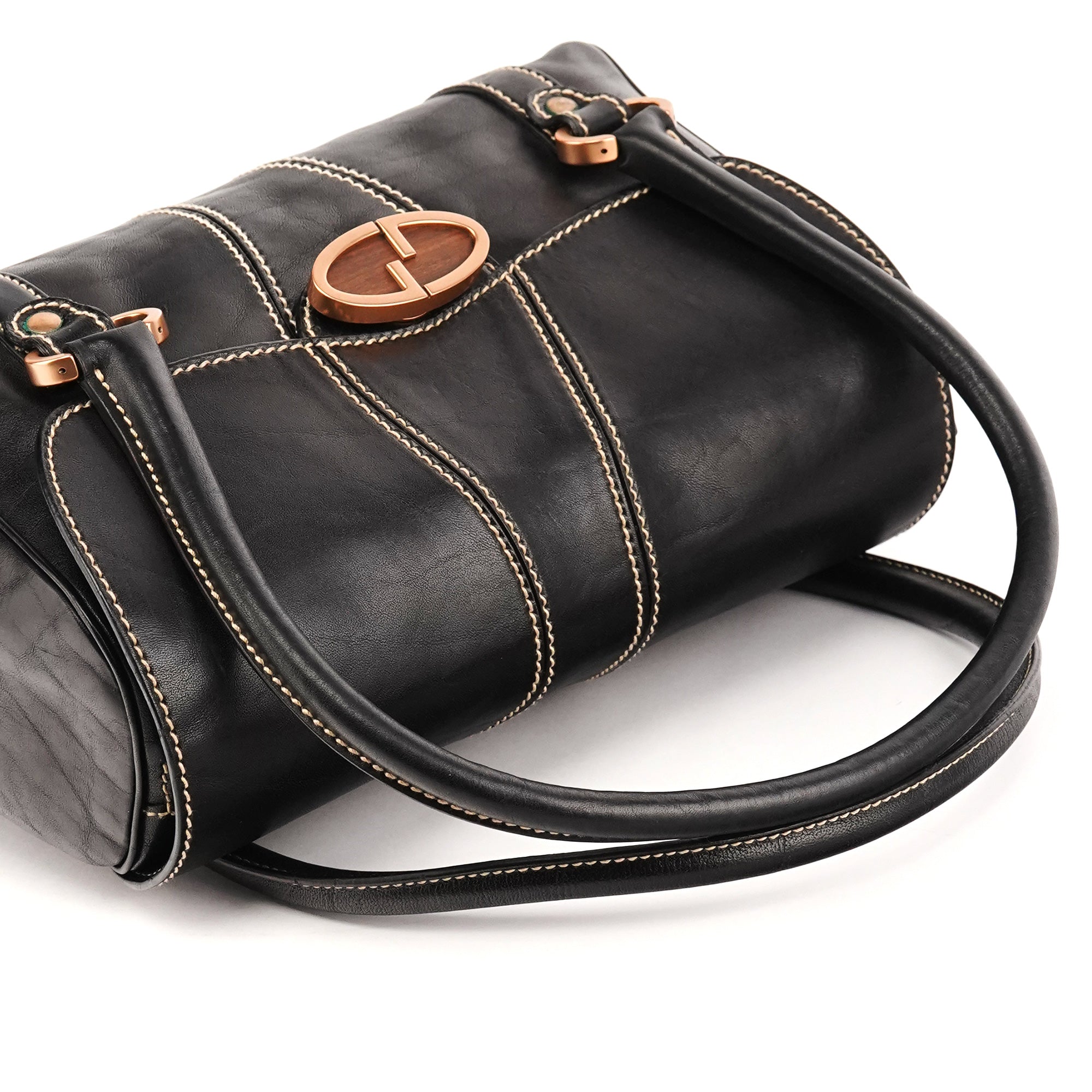 Gucci 124245 GG bowlingtas van zwart kalfsleer