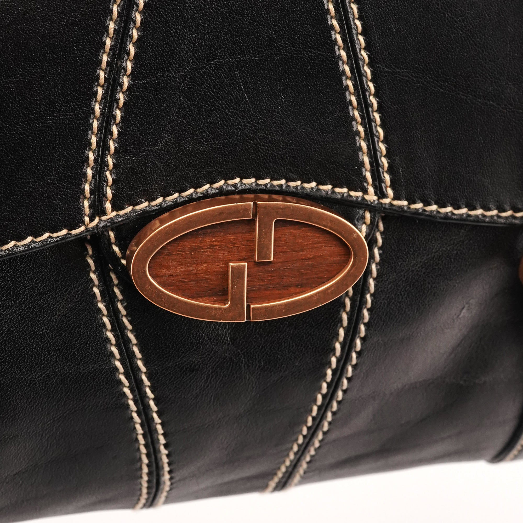 Gucci 124245 GG bowlingtas van zwart kalfsleer