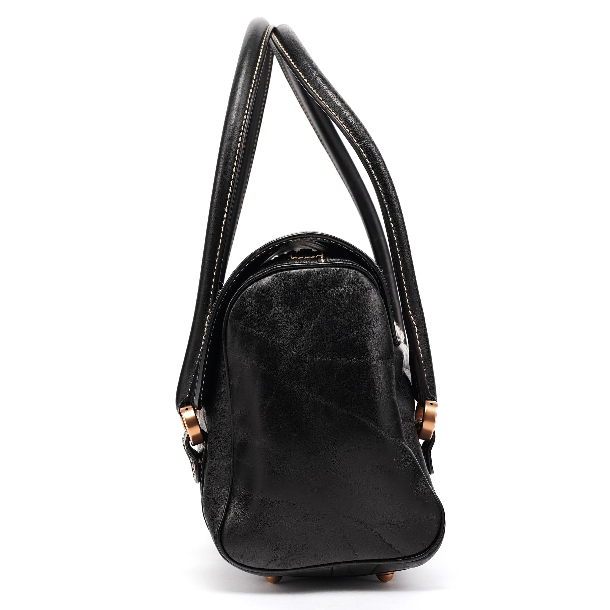 Gucci 124245 GG bowlingtas van zwart kalfsleer