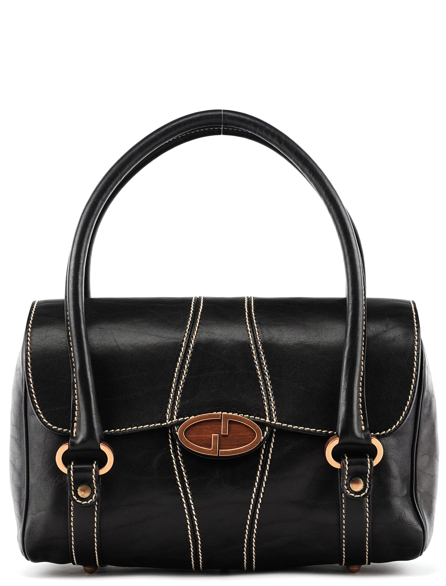 Gucci 124245 GG bowlingtas van zwart kalfsleer
