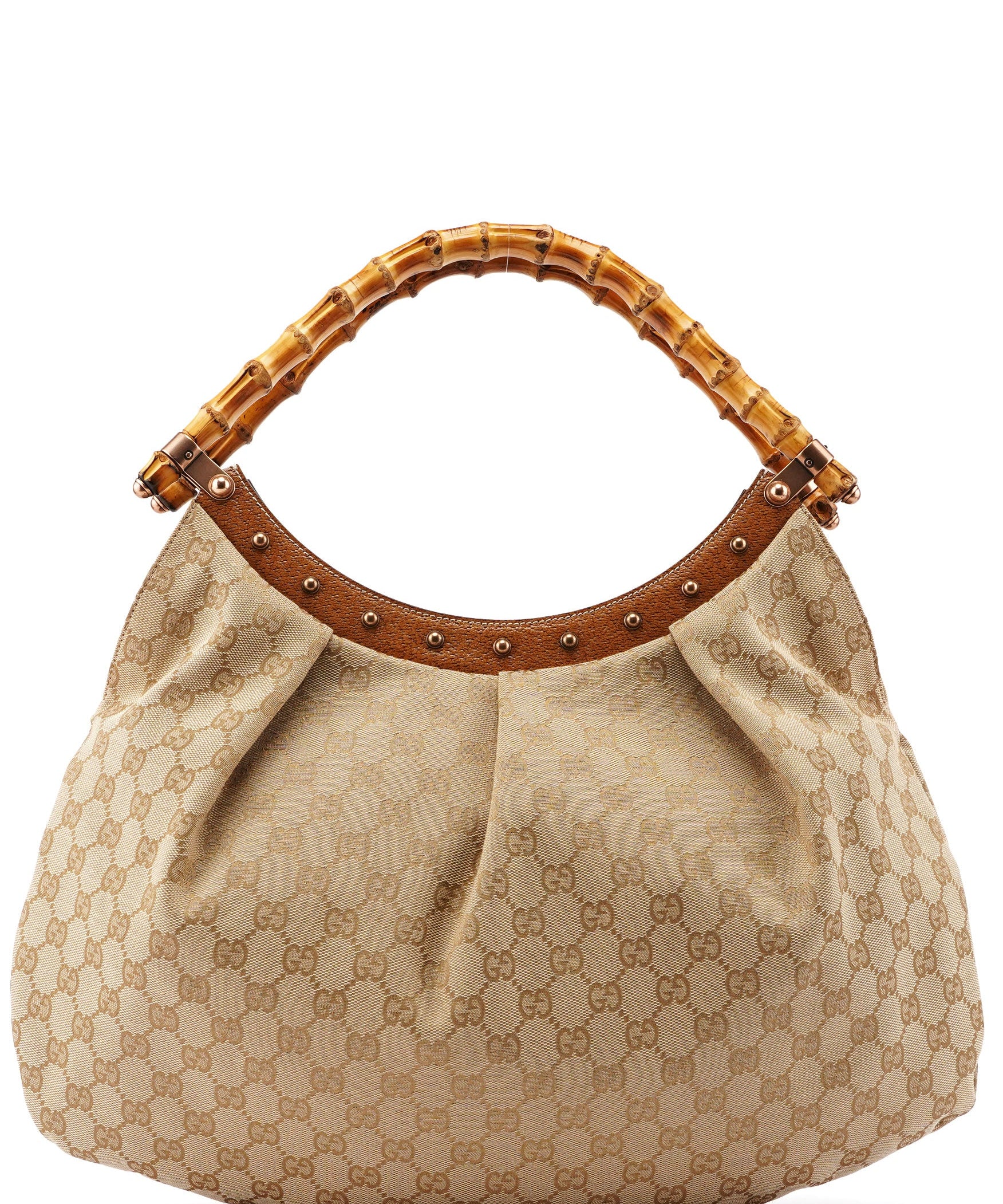 Gucci 124293 Beige GG Bamboo Dual Handle Bag