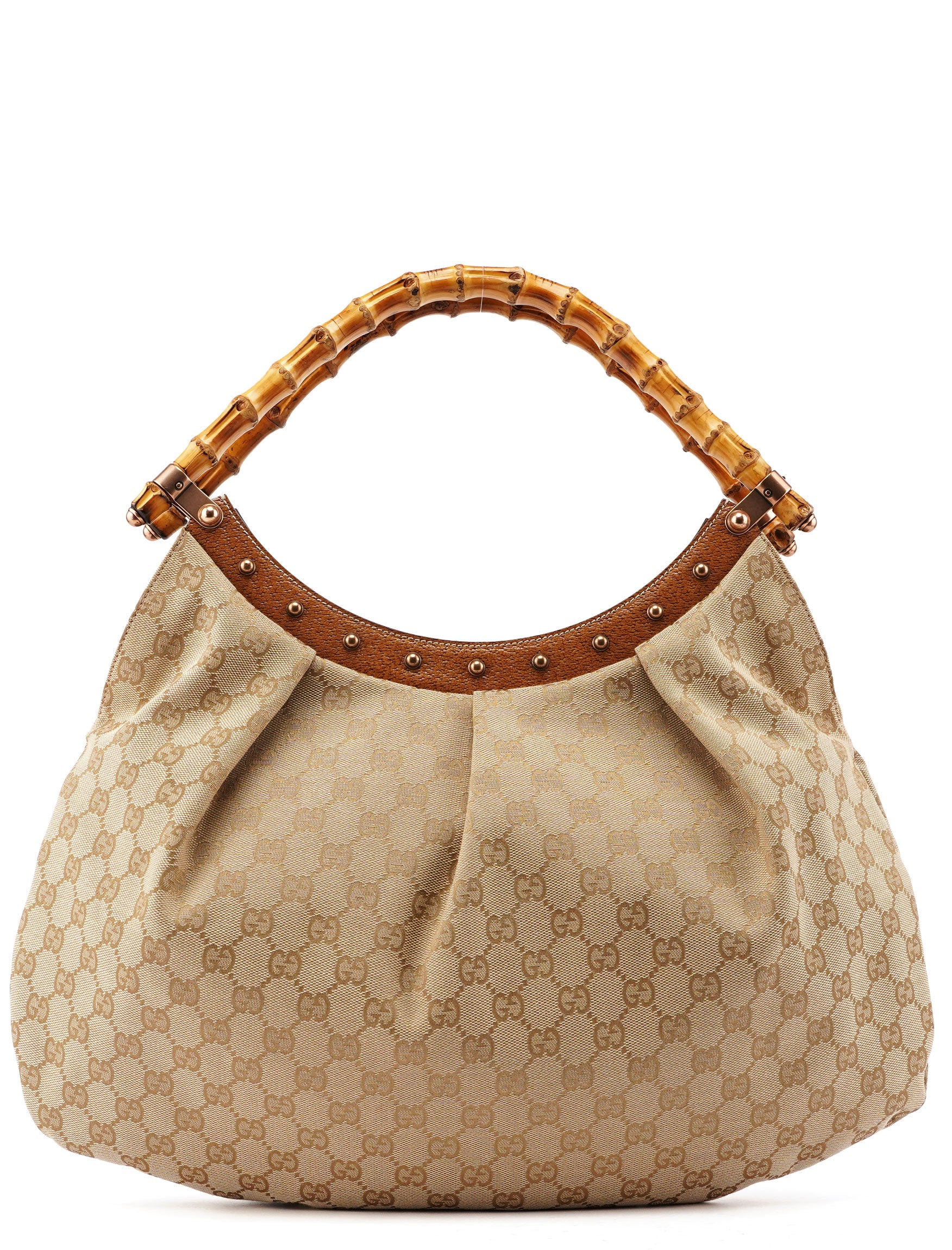 Gucci 124293 Beige GG Bamboo Dual Handle Bag