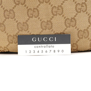 Gucci 124297 Beige GG Canvas Bamboo Shoulder Bag