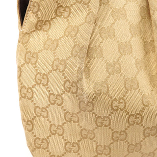 Gucci 124297 Beige GG Canvas Bamboo Shoulder Bag