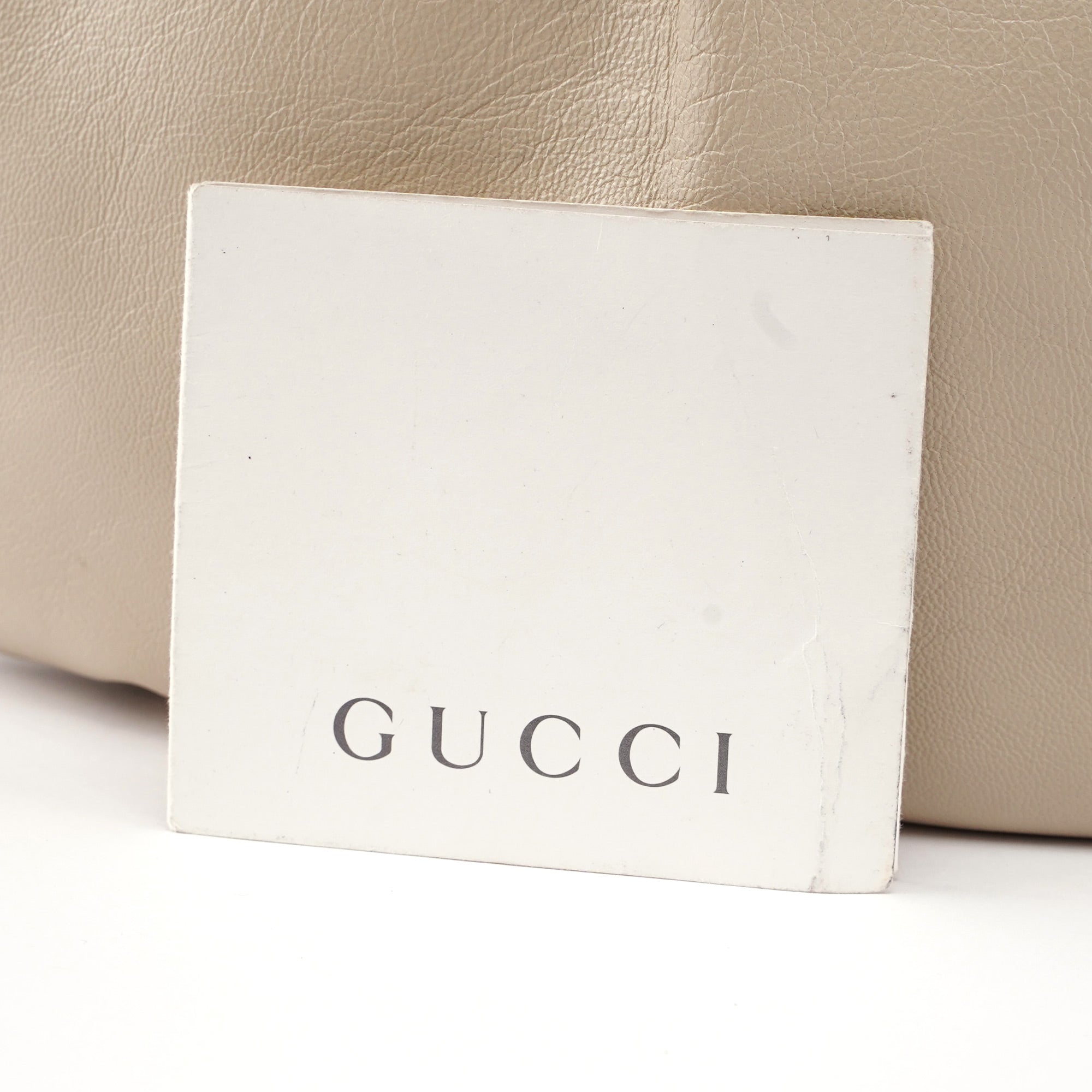 Gucci 124297 Off-White Calfskin Bamboo Bag