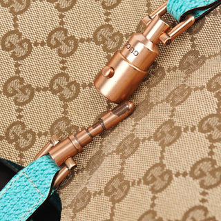 Gucci 124407 Beige Turquoise GG Jackie Shoulder Bag