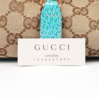Gucci 124407 Beige Turquoise GG Jackie Shoulder Bag