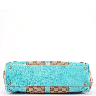 Gucci 124407 Beige Turquoise GG Jackie Shoulder Bag