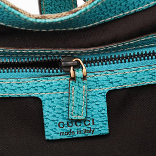 Gucci 124407 Beige Turquoise GG Jackie Shoulder Bag
