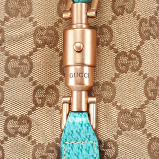 Gucci 124407 Beige Turquoise GG Jackie Shoulder Bag