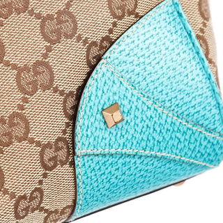 Gucci 124407 Beige Turquoise GG Jackie Shoulder Bag