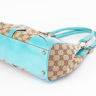 Gucci 124407 Beige Turquoise GG Jackie Shoulder Bag