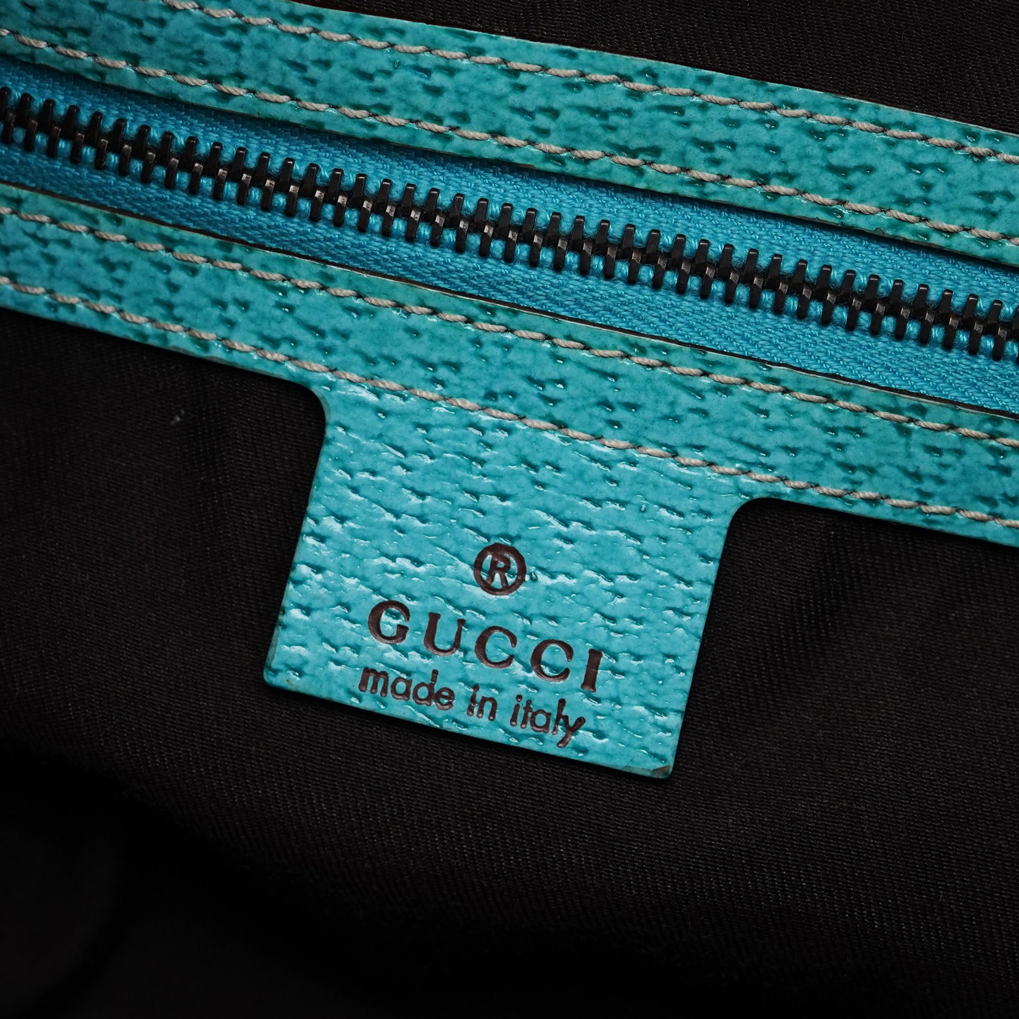 Gucci 124407 Beige Turquoise GG Jackie Shoulder Bag