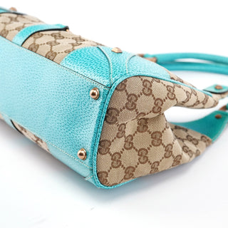 Gucci 124407 Beige Turquoise GG Jackie Shoulder Bag