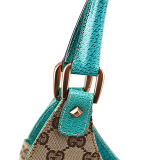 Gucci 124407 Beige Turquoise GG Jackie Shoulder Bag