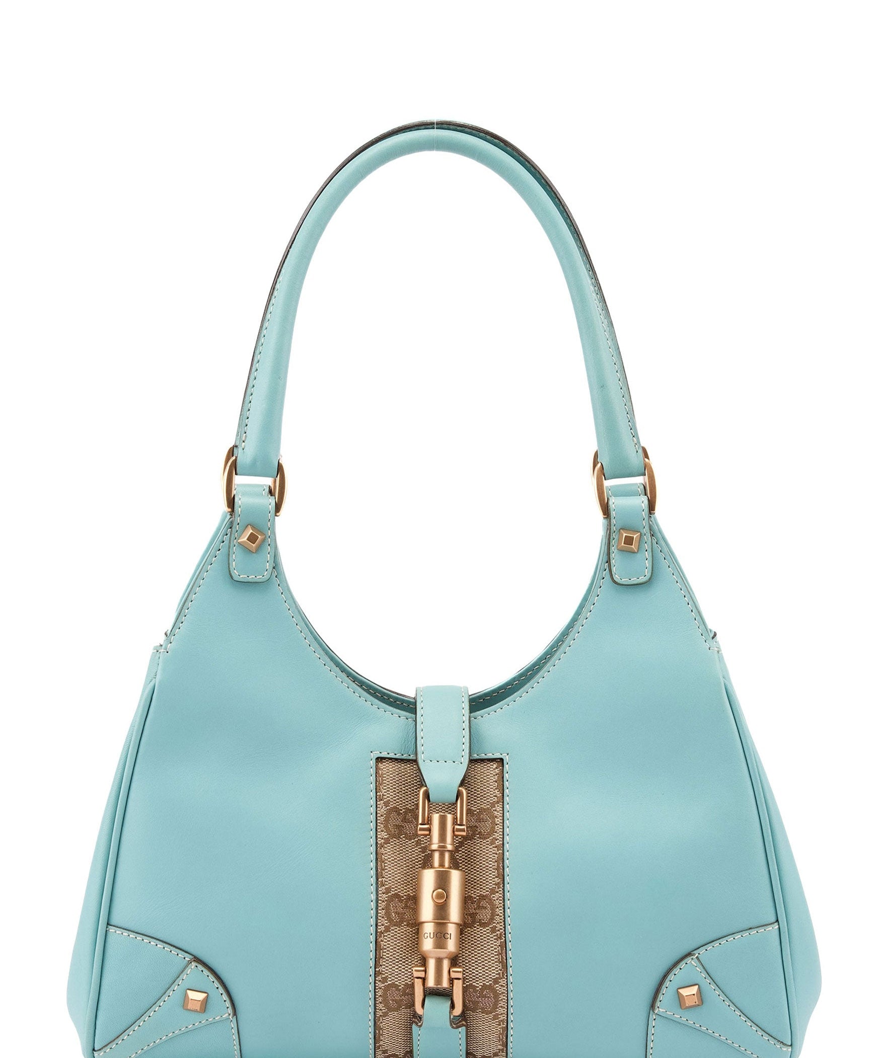 Gucci 124409 Baby Blue Leather GG Jackie Shoulder Bag