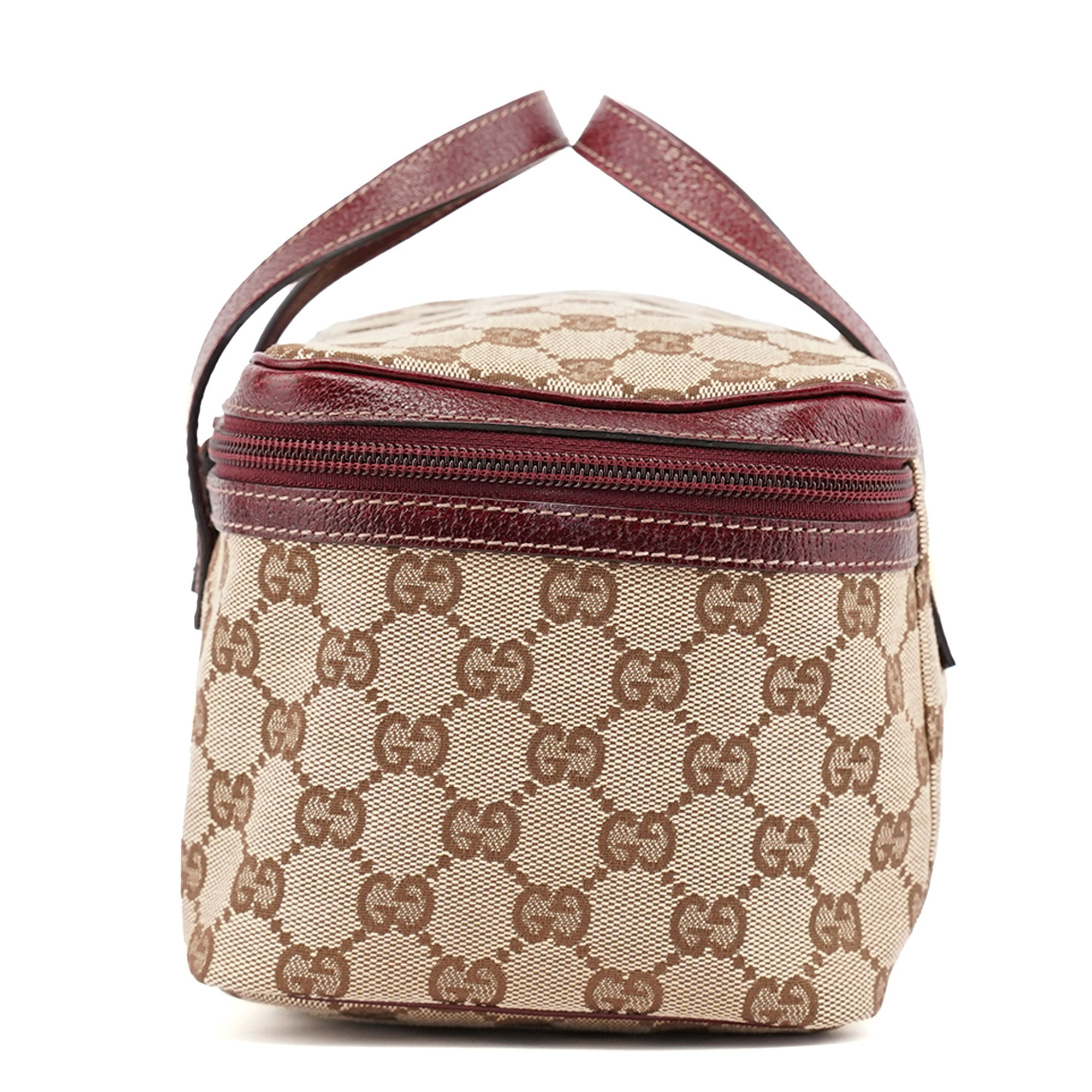 Gucci 124540 Beige Burgundy GG Vanity Bag