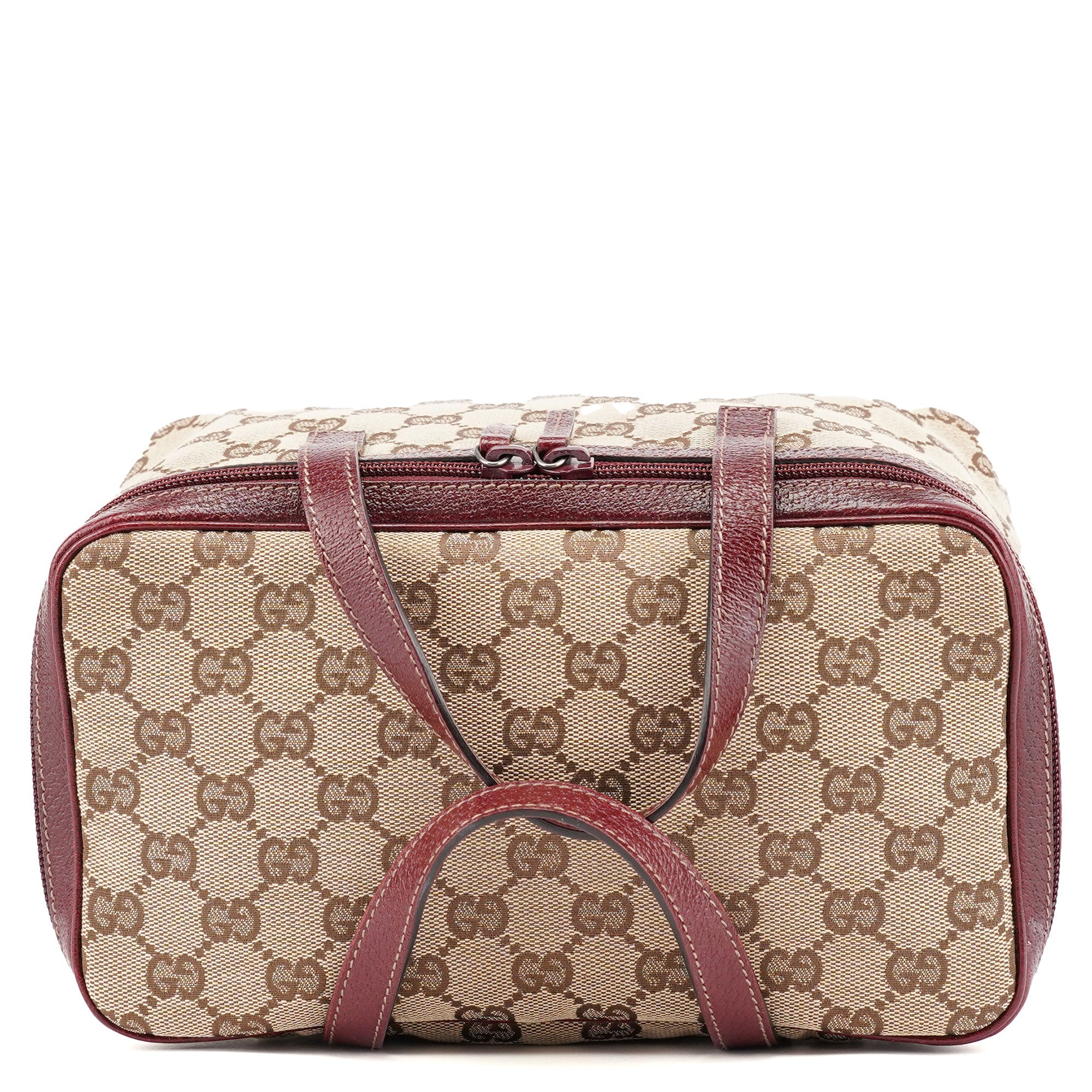 Gucci 124540 Beige Burgundy GG Vanity Bag