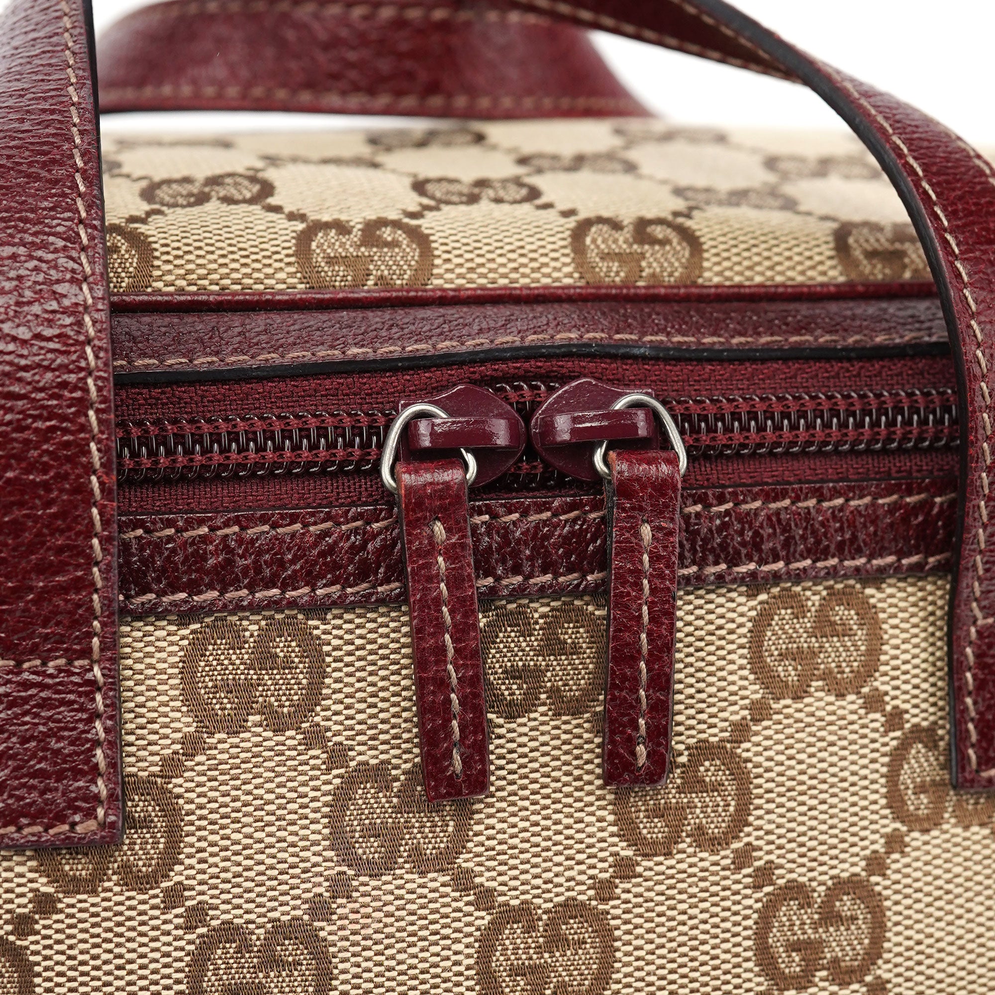 Gucci 124540 Beige Burgundy GG Vanity Bag