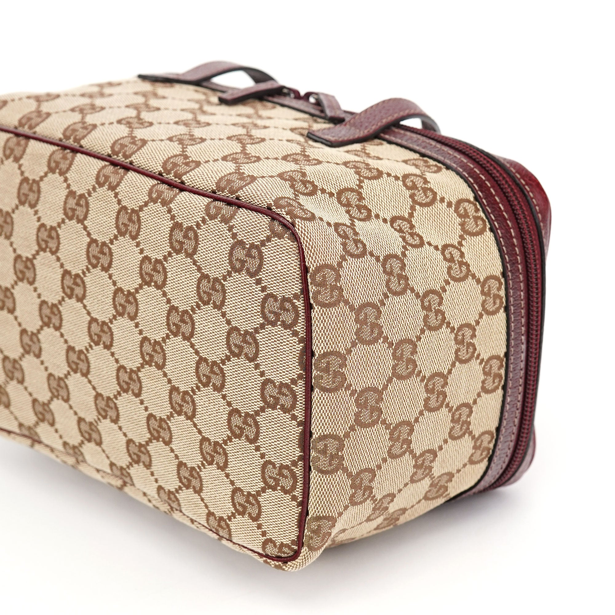 Gucci 124540 Beige Burgundy GG Vanity Bag