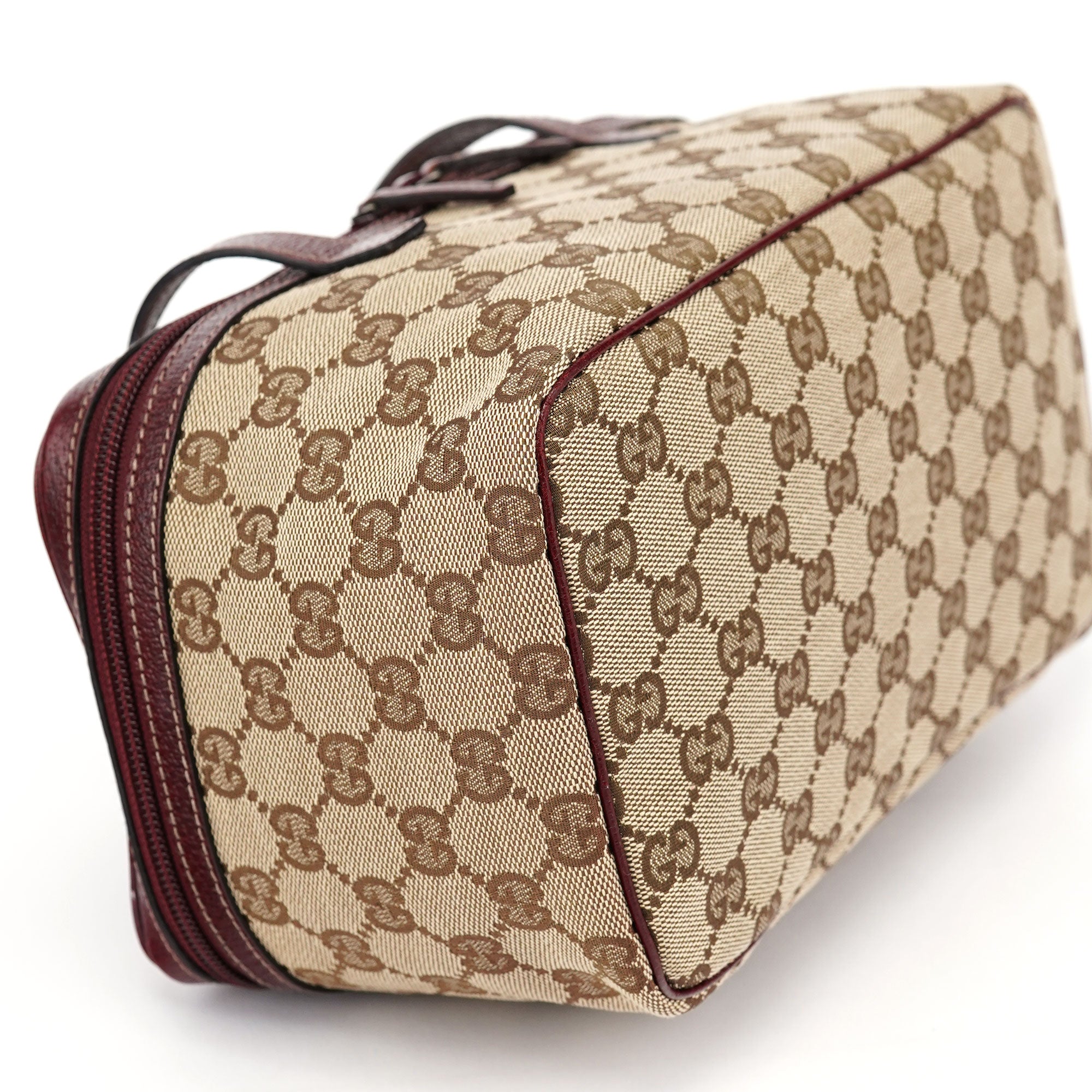 Gucci 124540 Beige Burgundy GG Vanity Bag
