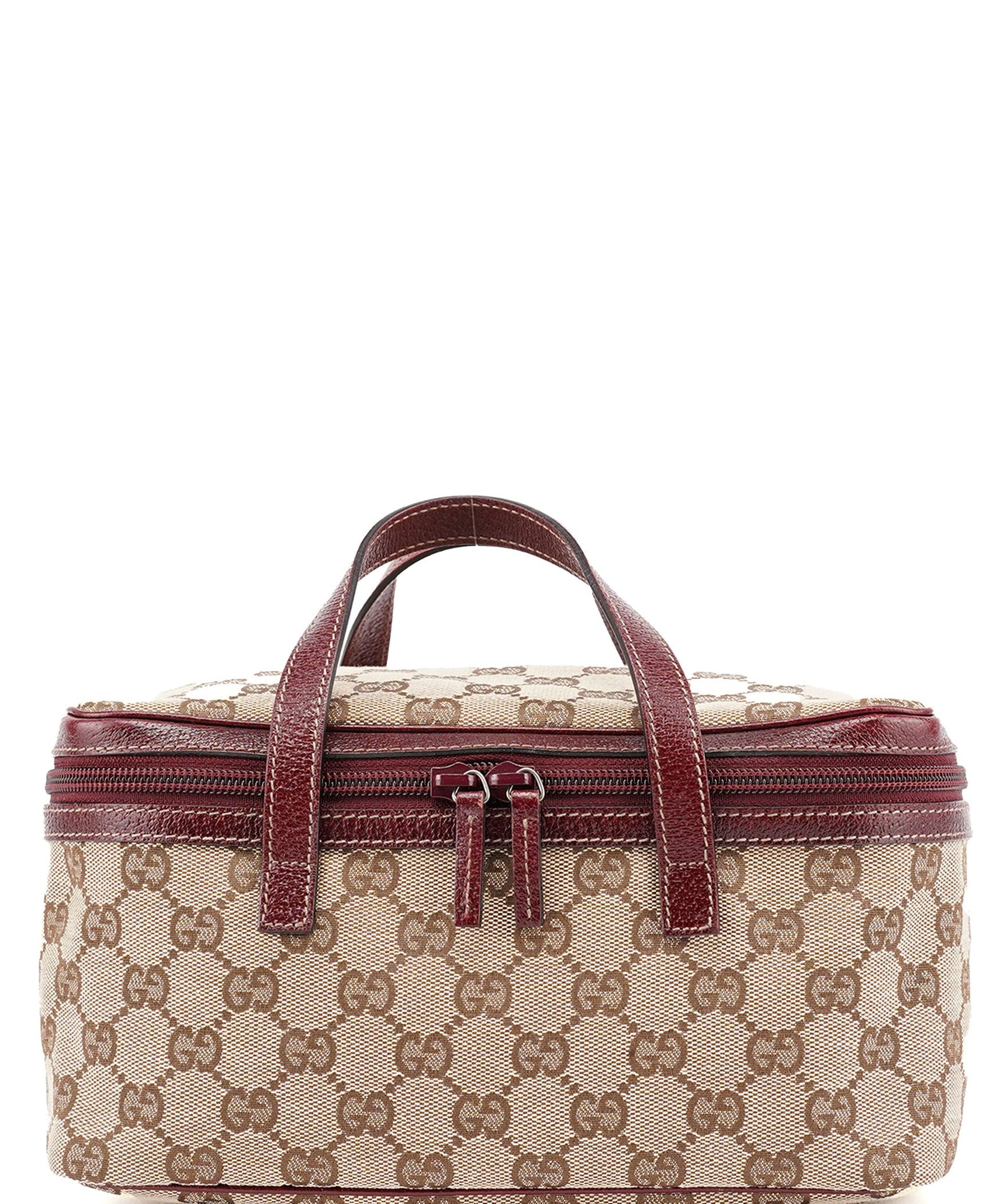 Gucci 124540 Beige Burgundy GG Vanity Bag
