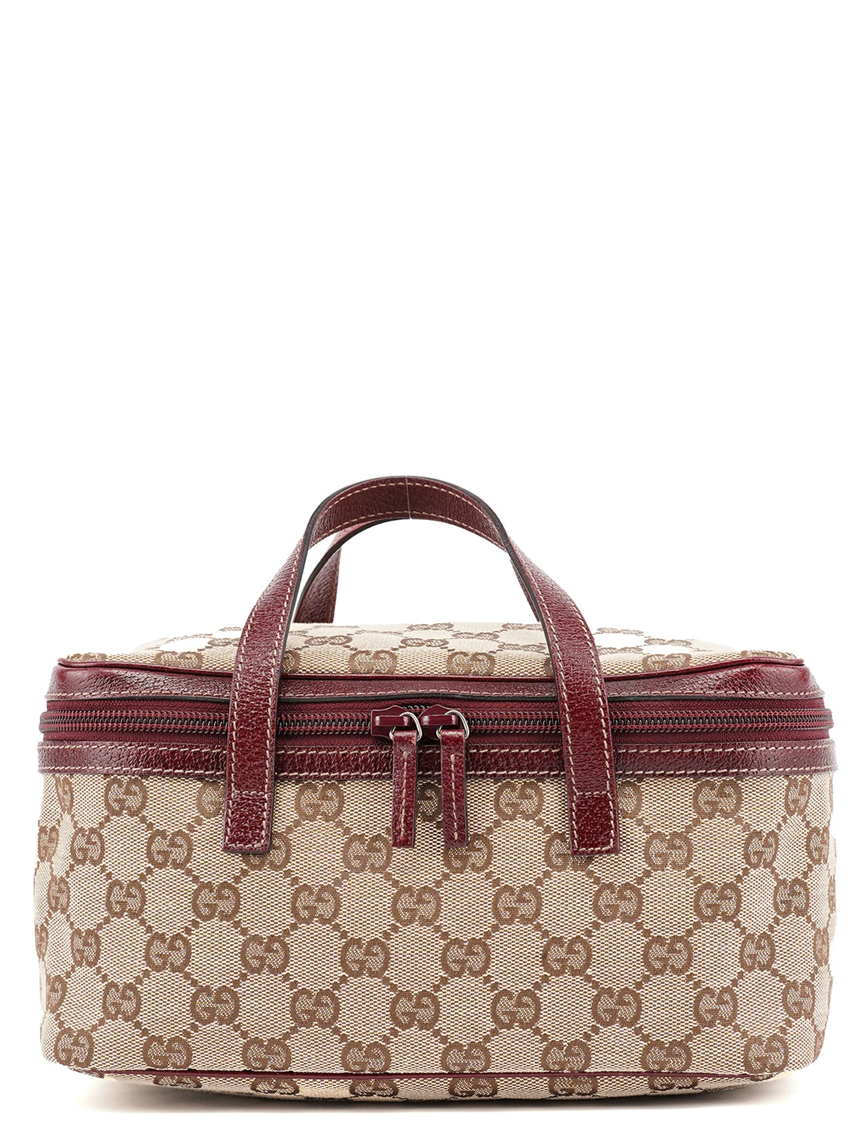 Gucci 124540 Beige Burgundy GG Vanity Bag