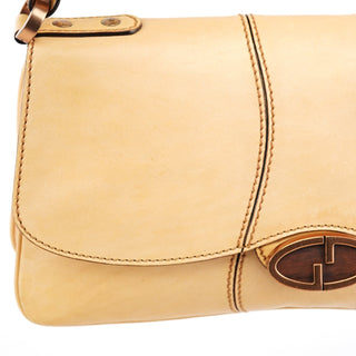Gucci 124824 Beige GG Leather Shoulder Bag