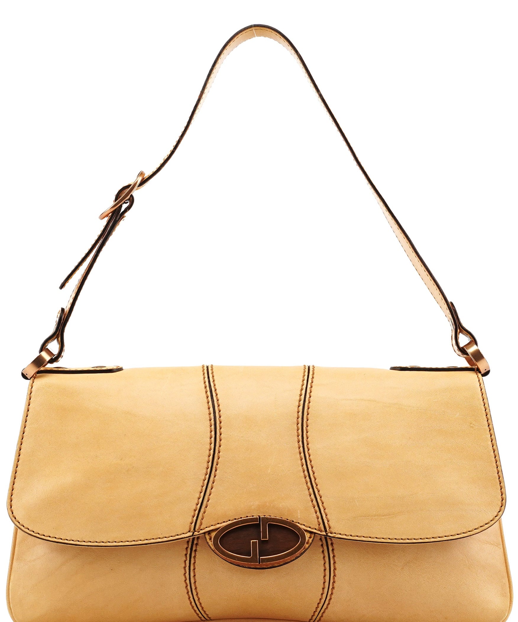 Gucci 124824 GG skuldertaske i beige læder