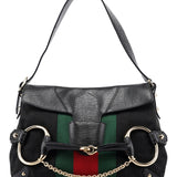 Gucci 131096 Black GG Horsebit Shoulder Bag