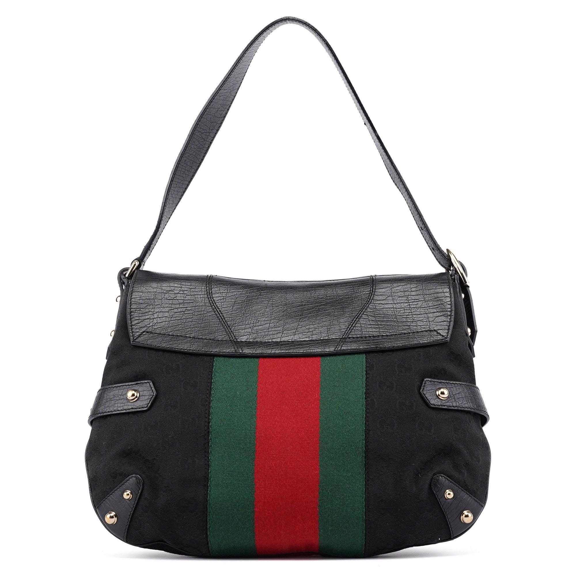 Gucci 131096 Black GG Horsebit Shoulder Bag