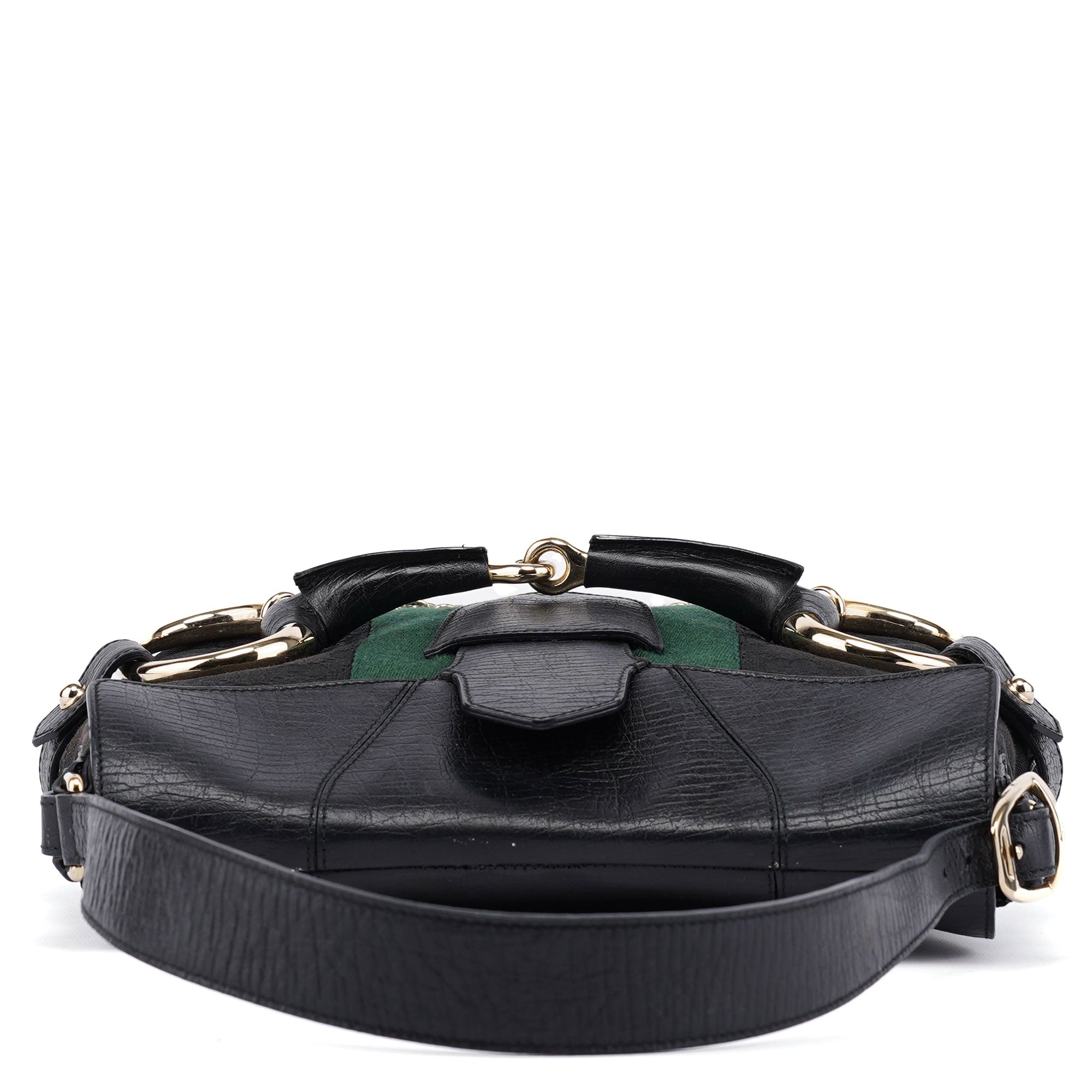 Gucci 131096 Black GG Horsebit Shoulder Bag