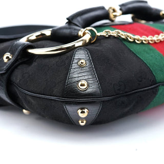 Gucci 131096 Black GG Horsebit Shoulder Bag