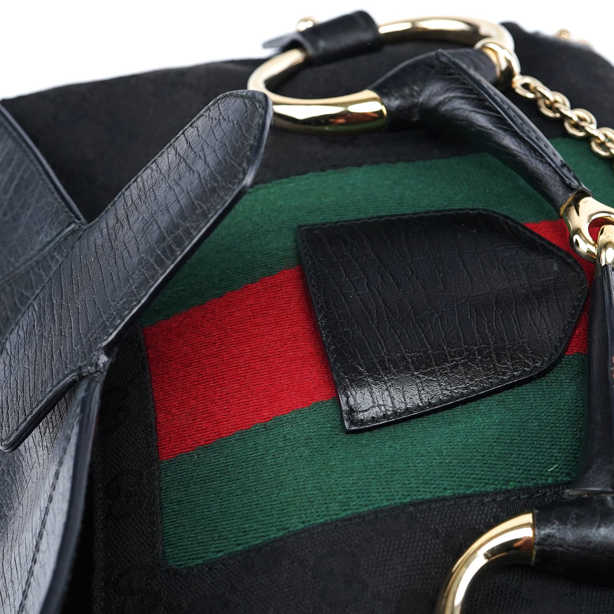 Gucci 131096 Black GG Horsebit Shoulder Bag