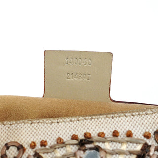 Gucci 140040 Beige Canvas Sequin Jackie Shoulder Bag