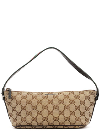 Gucci 141809 Beige Brown GG Boat Pochette
