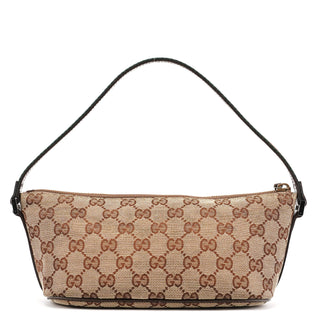 Gucci 141809 Beige Brown GG Boat Pochette