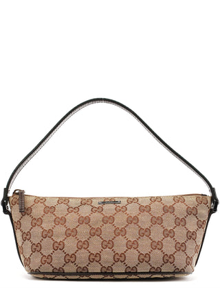 Gucci 141809 Beige Brown GG Boat Pochette