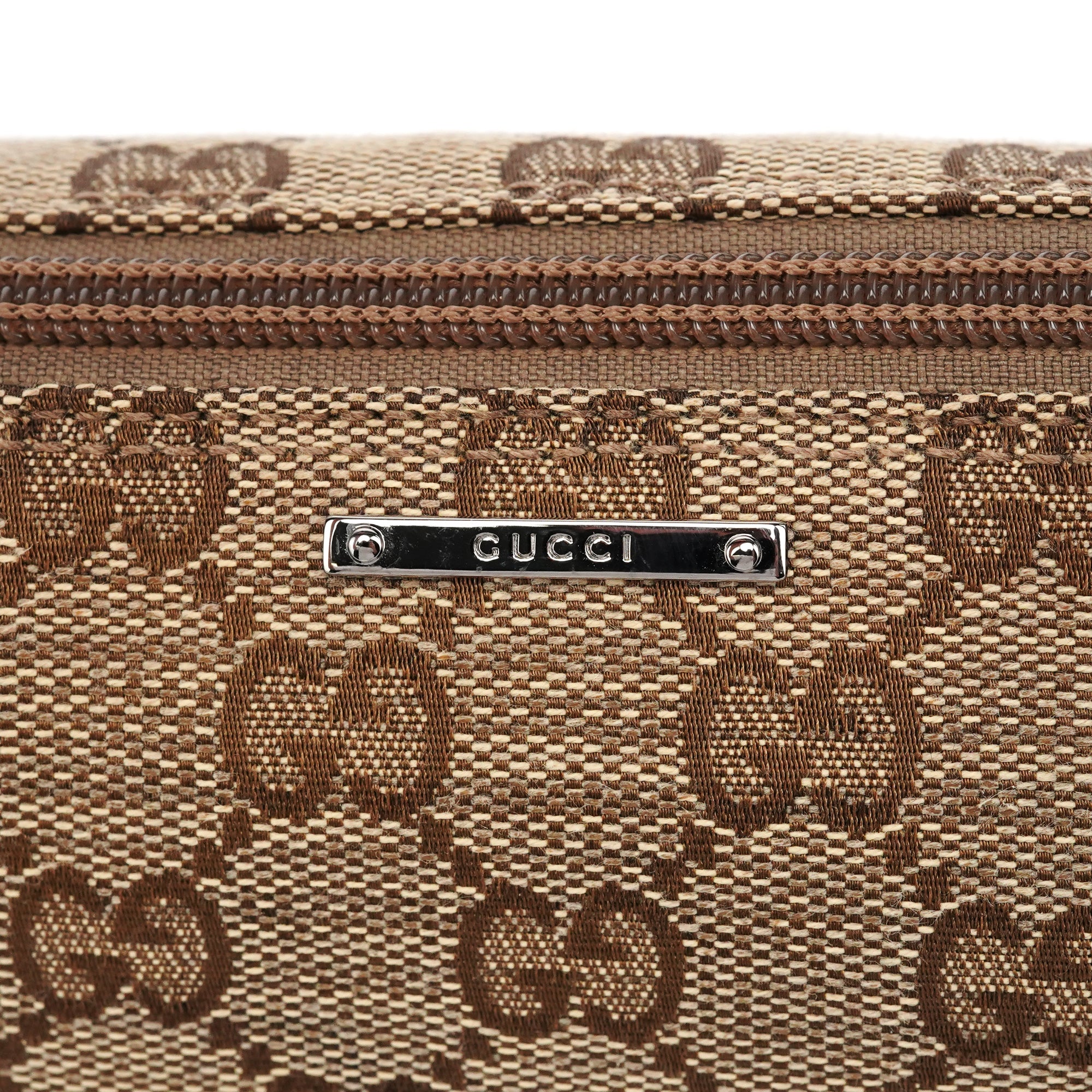 Gucci 141809 Beige Brown GG Boat Pochette