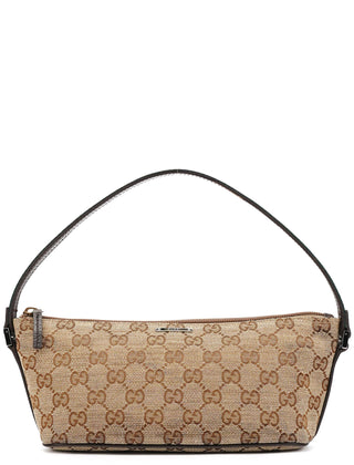 Gucci 141809 Beige Brown GG Boat Pochette