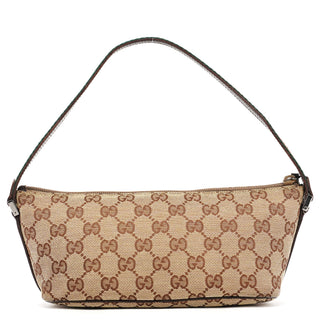 Gucci 141809 Beige Brown GG Boat Pochette
