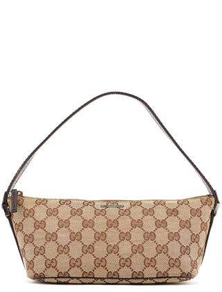 Gucci 141809 Beige Brown GG Boat Pochette