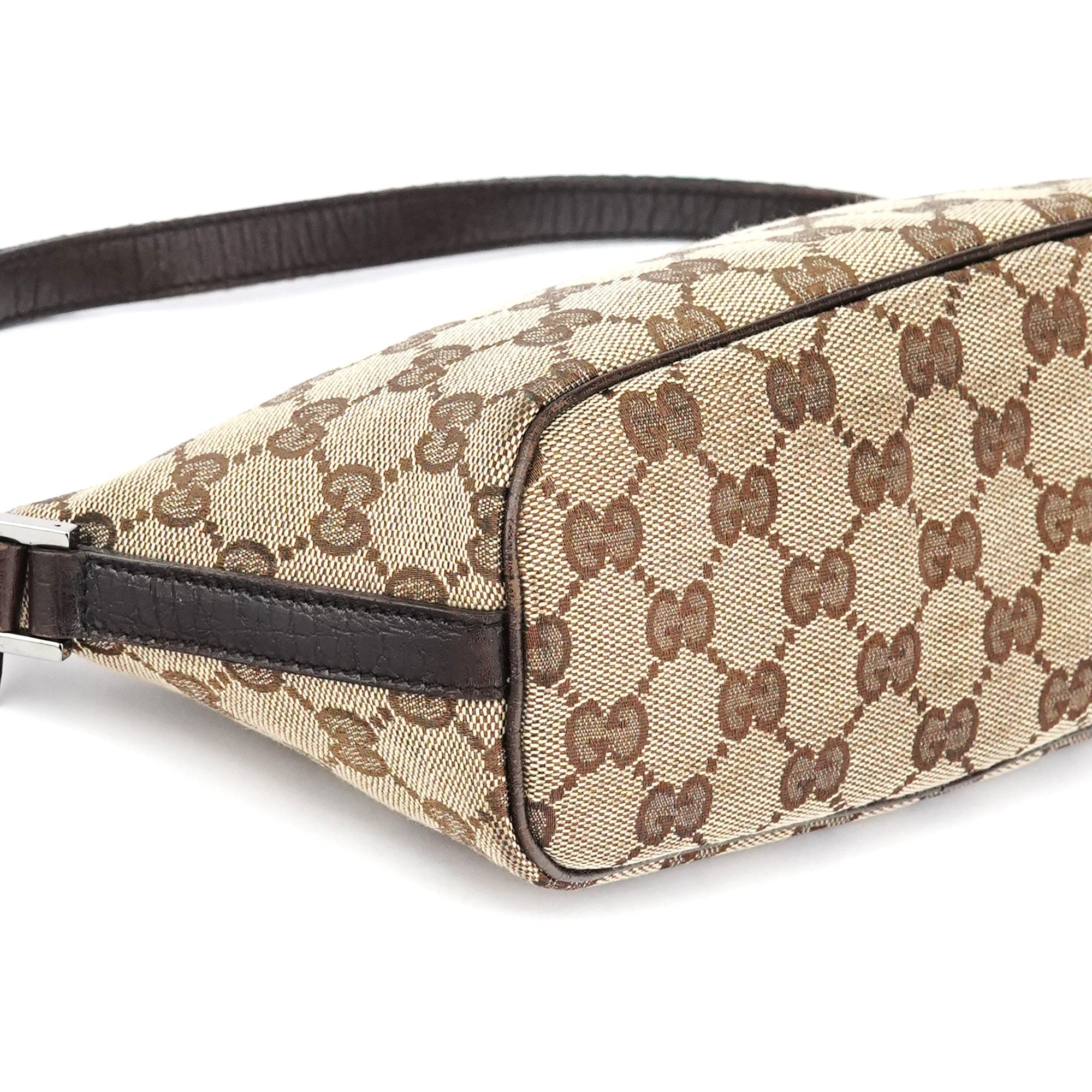 Gucci 141809 Beige Brown GG Boat Pochette