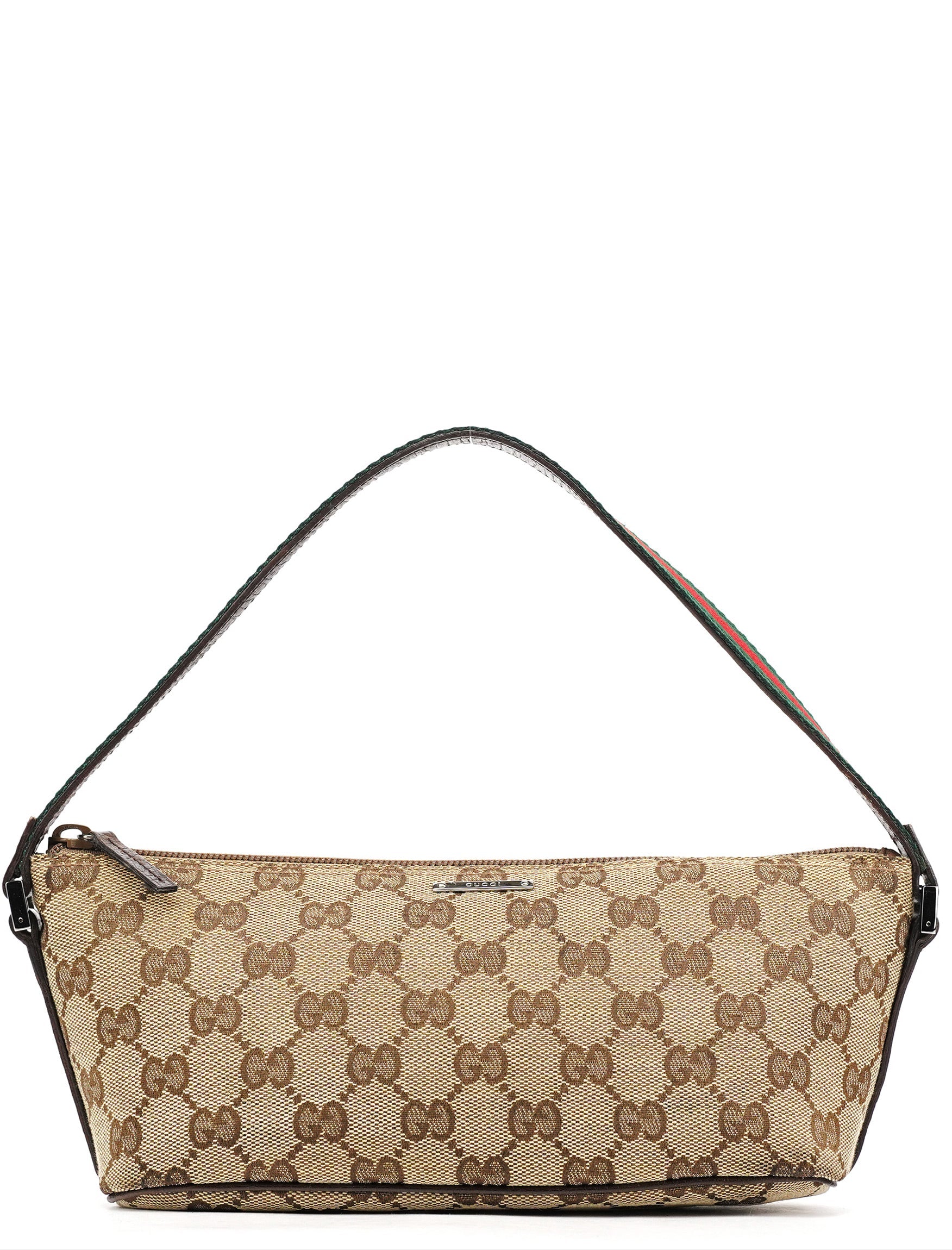 Gucci 141809 Beige Brown GG Boat Pochette