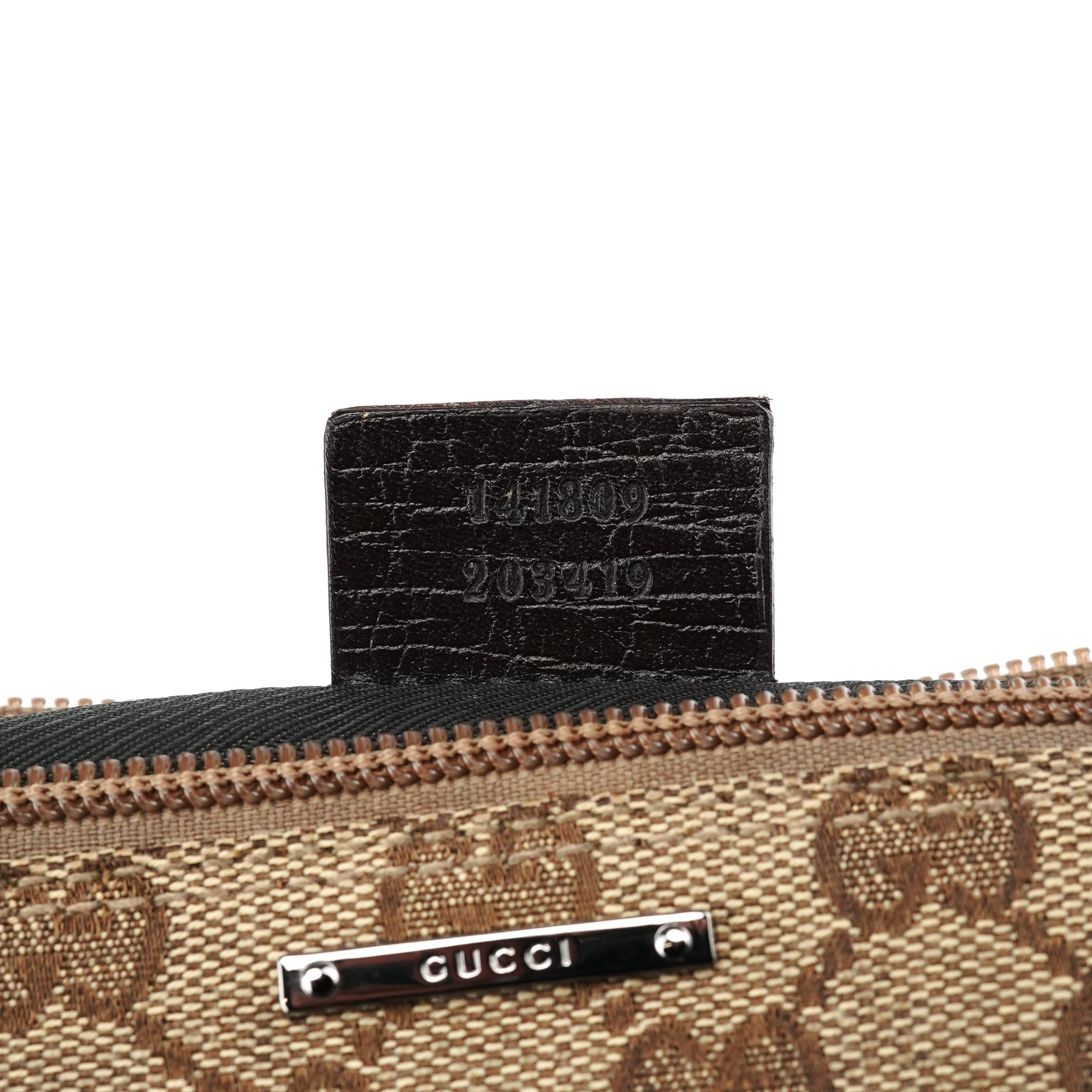 Gucci 141809 Beige Brown GG Boat Pochette