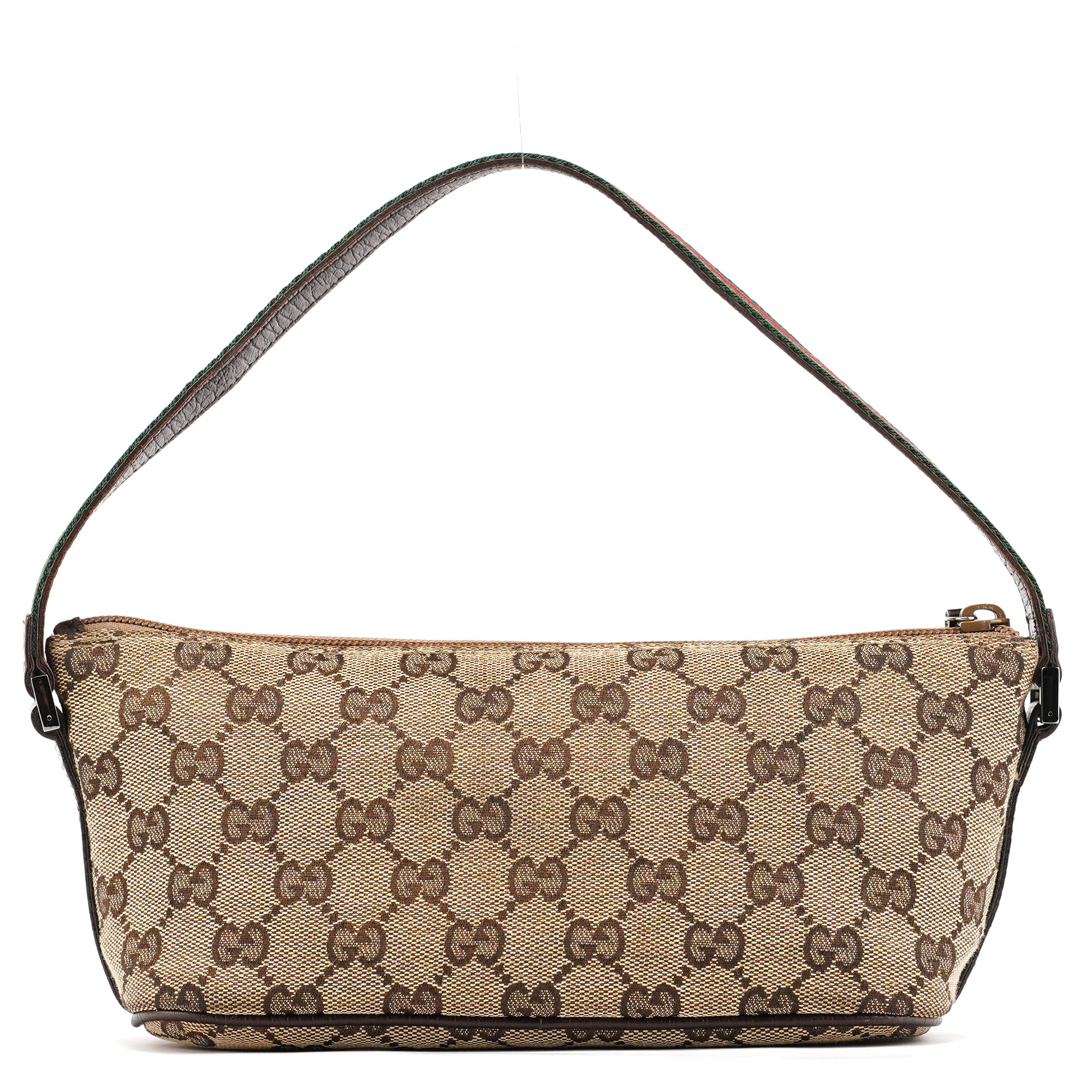 Gucci 141809 Beige Brown GG Boat Pochette