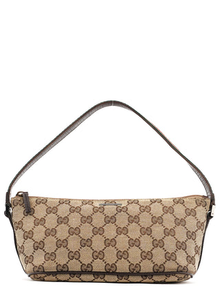 Gucci 141809 Beige Brown GG Boat Pochette