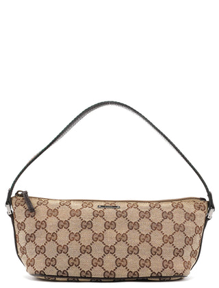 Gucci 141809 Beige Brown GG Boat Pochette